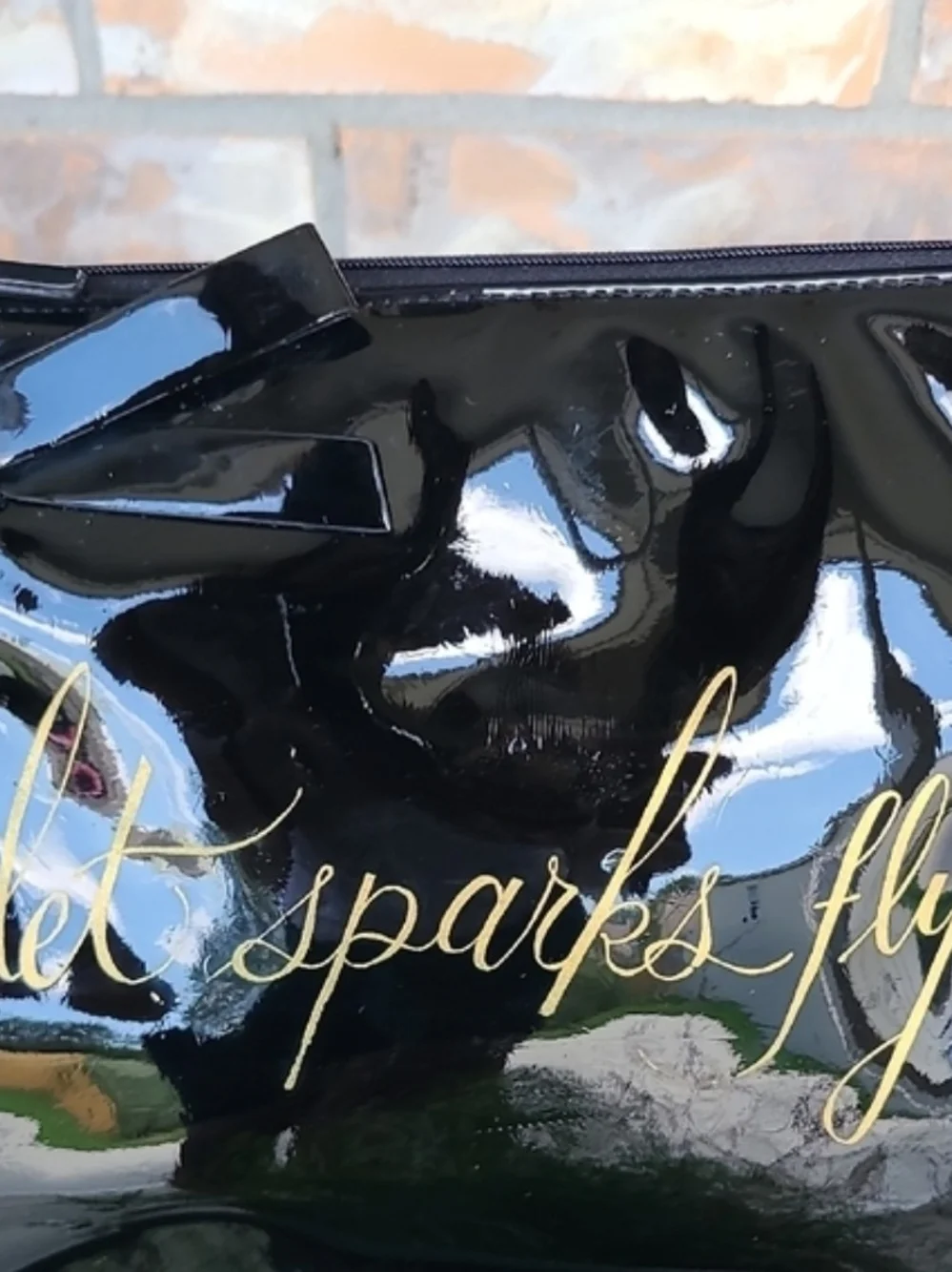 KATE SPADE Let Sparks Fly Black Patent Pouch